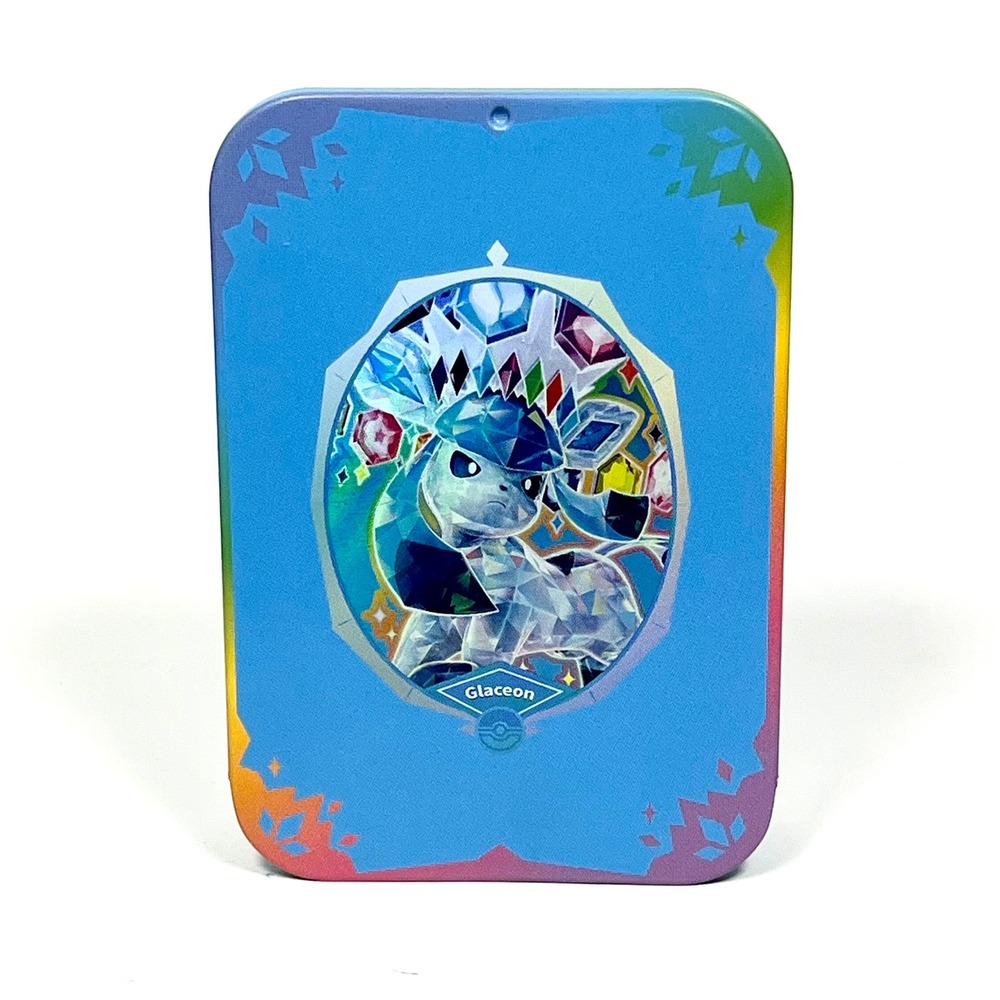Pokemon TCG Glaceon Terastal Mini Tin with Sealed Glaceon Coin Blue Collectible